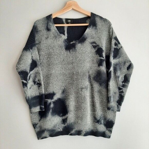LINE / 100% Cotton Tie-dye Knit Sweater Grey & Navy Sz S - Picture 2 of 9